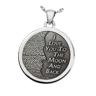 Fingerprint Ketting Hanger I Love You To The Moon And Back Zilver